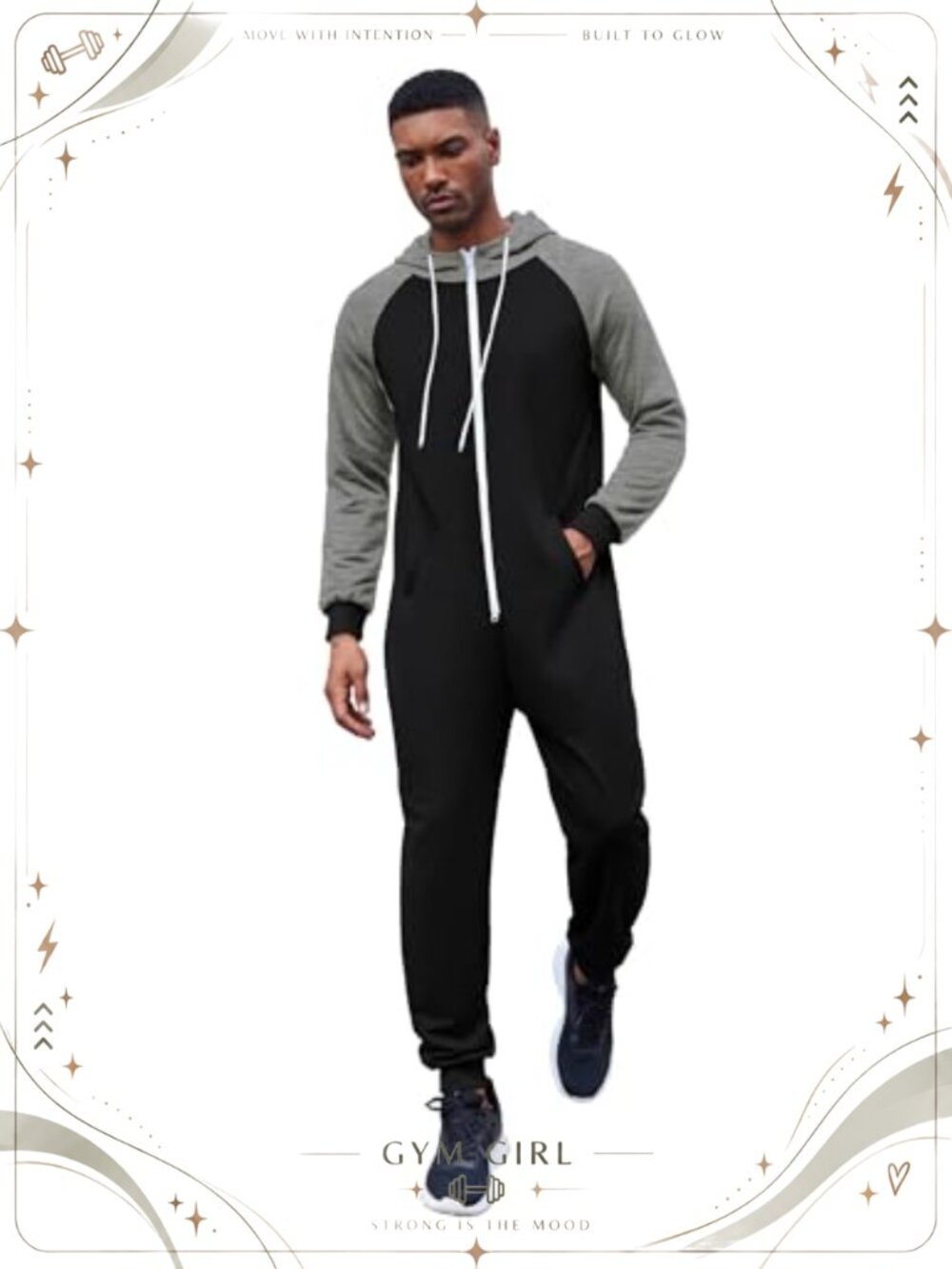 COOFANDY Men's Hooded Jumpsuit Full Zip One Piece Tracksuit Lightweight Rompers